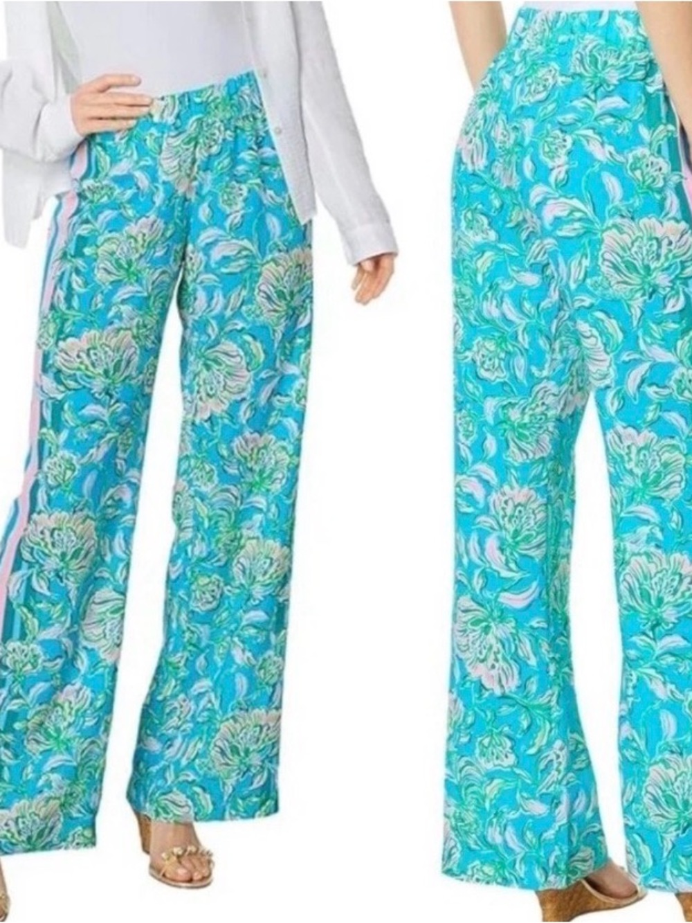 Lilly Pulitzer Bal Harbour Palazzo Pant, Cumulus Blue Chick Magnet size med NWT